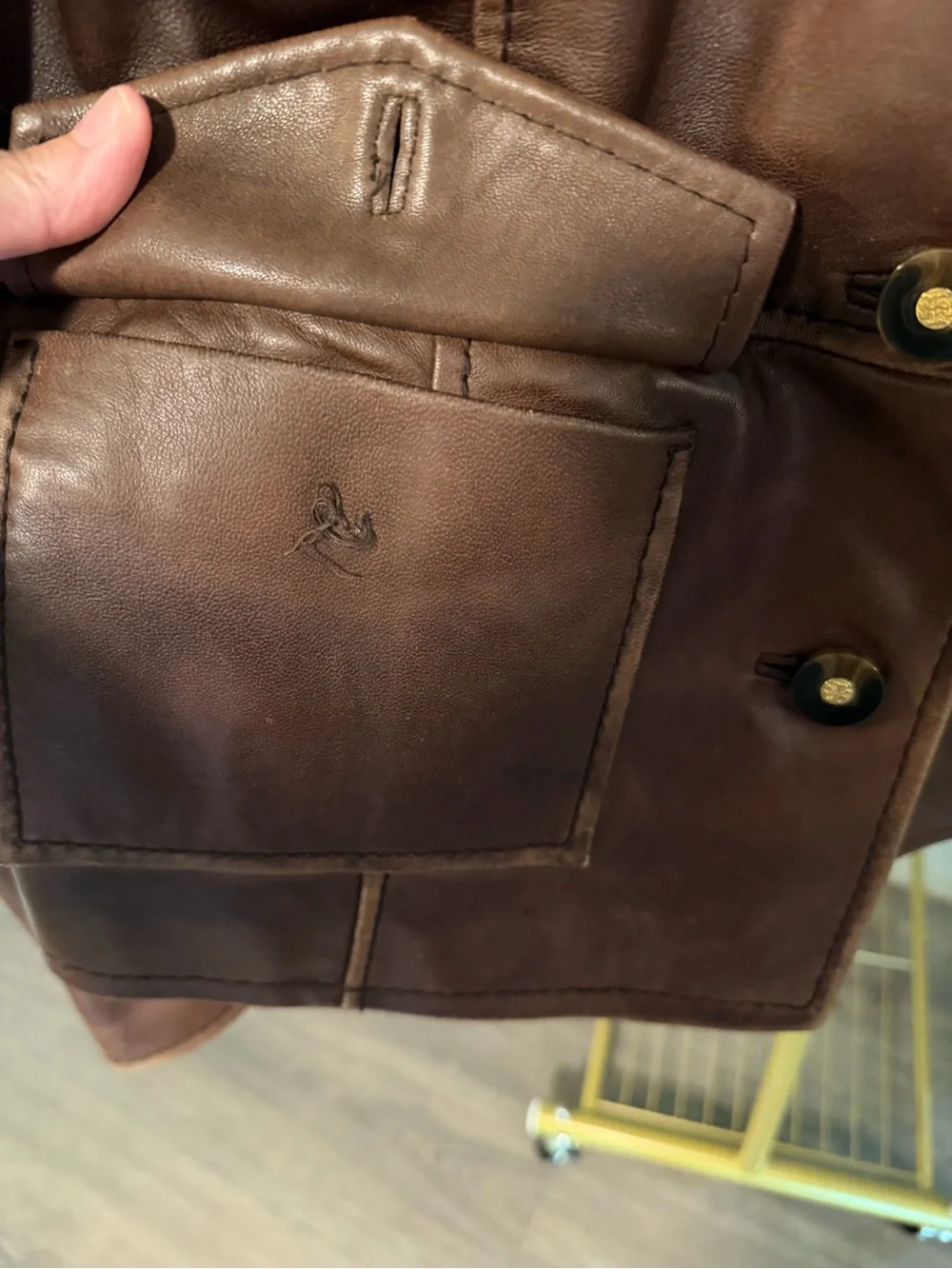 Tory Burch Brown Leather Military-Style Jacket